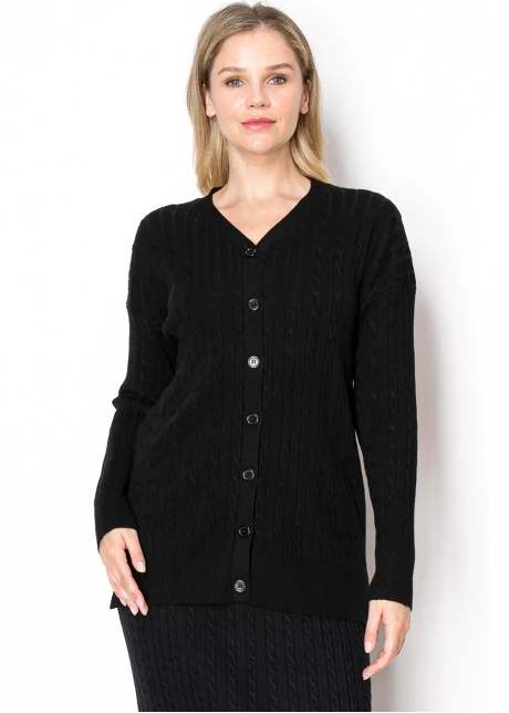 Classic Black Cable Knit Cardigan