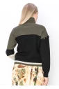 Olive and Black Button-Detail Sweater