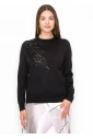 Embellished Black Knit Pullover