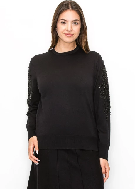 Black Sweater with Embellished Sleeves