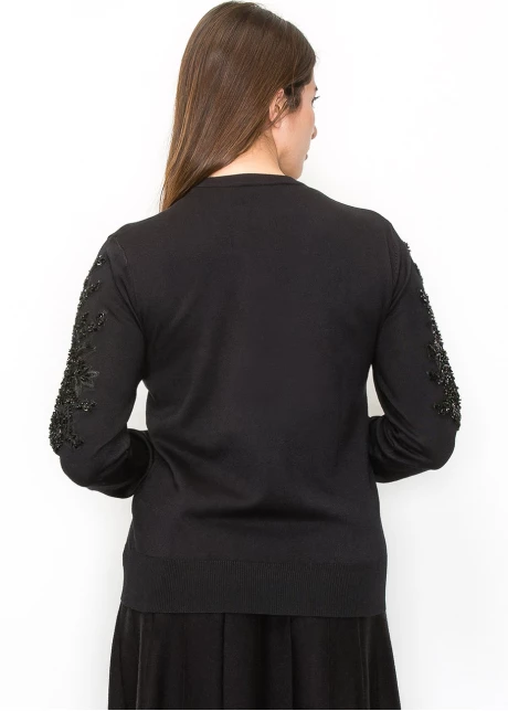 Black Sweater with Embellished Sleeves