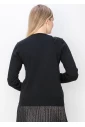 Leaf Embellished Black Knit Sweater