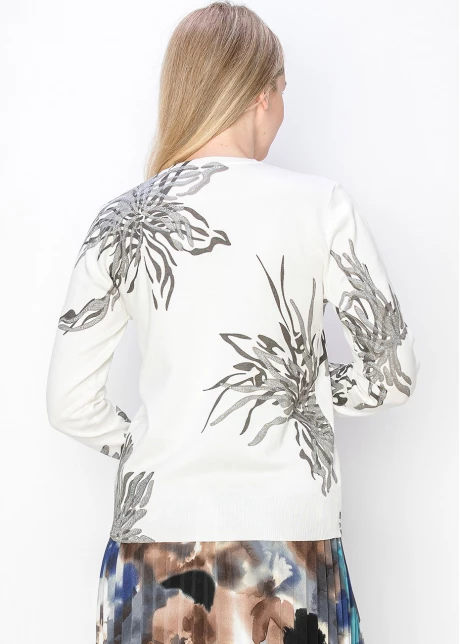 White and Silver Floral Sweater