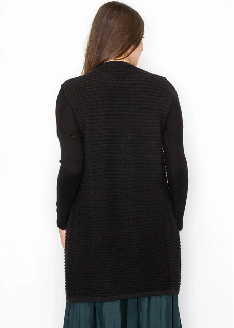 Black Knit Vest with Gold Button Details