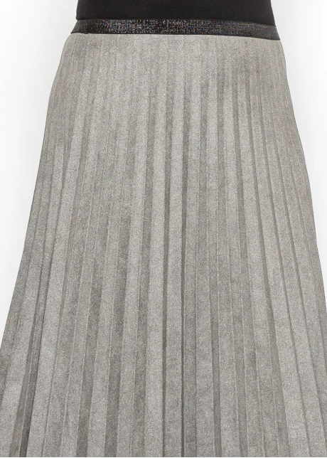 Gray Suede Pleated A-Line Skirt