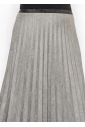 Gray Suede Pleated A-Line Skirt