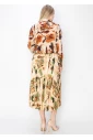Rust and Beige Abstract Blouse