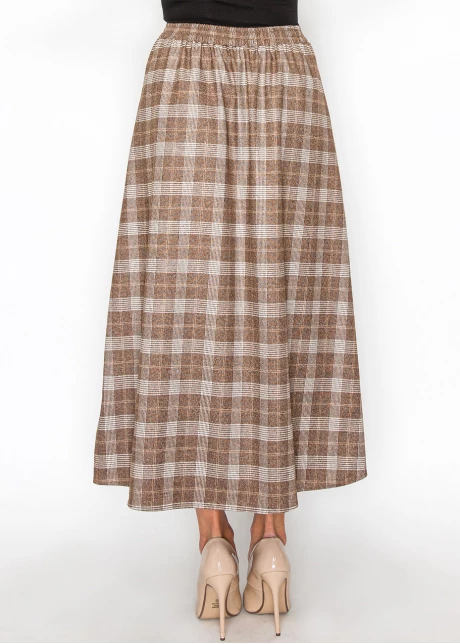 Classic Brown Plaid Skirt with Tie Waist