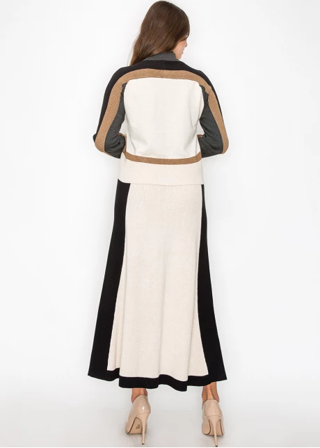 Classic Colorblock Cream and Black Knit Skirt
