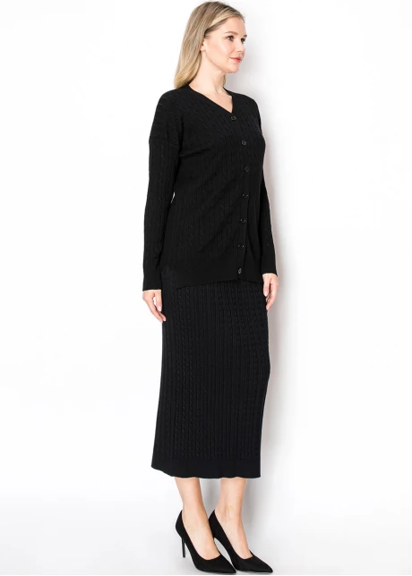 Classic Black Cable Knit Cardigan