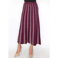 Burgundy Skirt with Metallic Stripe Details