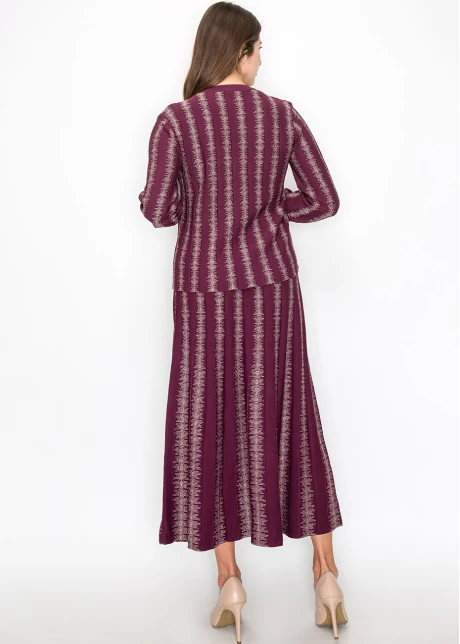 Burgundy Top with Shimmering Stripe Details