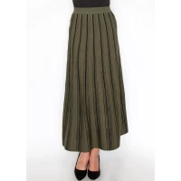 Classic Olive Striped Midi Skirt
