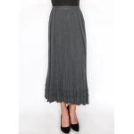Grey Knit Skirt with Ruffle Hem
