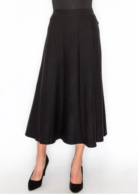 Classic A-Line Black Pleated Midi Skirt