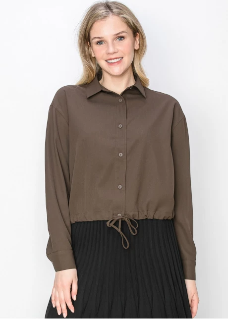 Classic Brown Shirt with Drawstring