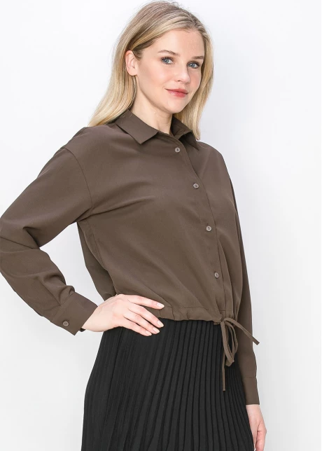 Classic Brown Shirt with Drawstring