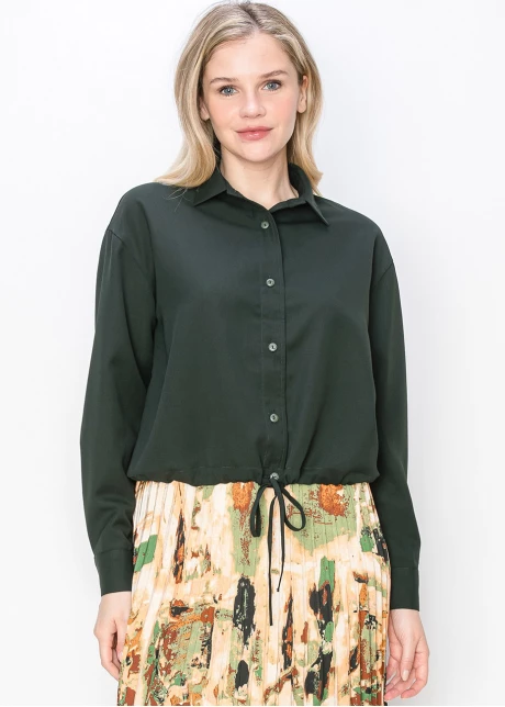 Hunter Green Button-Down Blouse