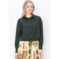 Hunter Green Button-Down Blouse