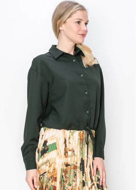 Hunter Green Button-Down Blouse