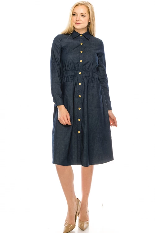 DENIM BUTTON DOWN DRESS