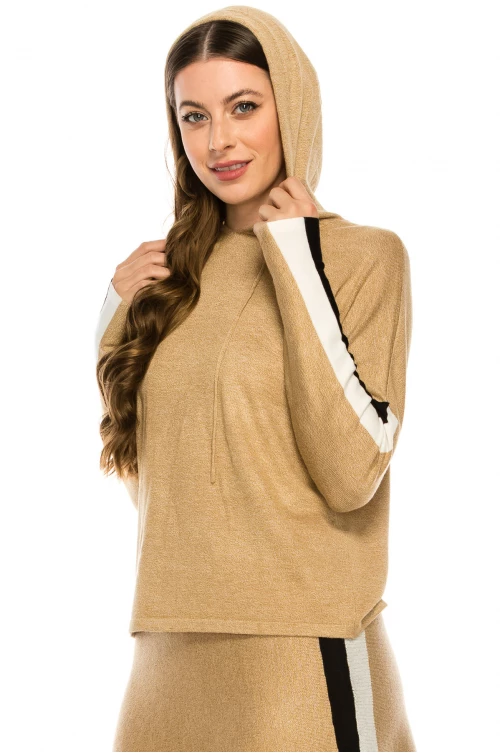 Camel and White Hoodie