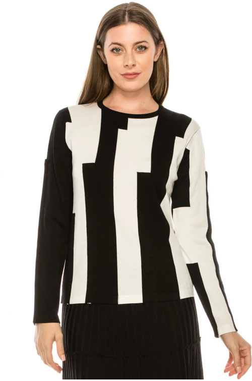 Thick Striped Black and White Top