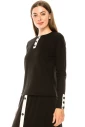 Long sleeve T-shirt with button decor