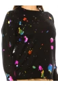 Black Knit Sweater With Multicolored Spots