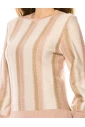 Pink Striped Sweater With Voluminous Sleeves