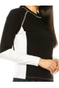 Color-Block Black And White Long Sleeve T-Shirt