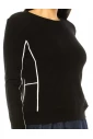 Black Long Sleeve T-Shirt With Stripes