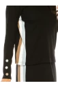 Black Long Sleeve T-Shirt With Colorful Side Stripes