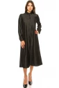 Long Sleeves Black Denim Midi Dress