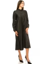 Long Sleeves Black Denim Midi Dress