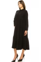 Black Shirt Collar Midi A-Line Dress