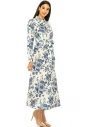 White Maxi Dress With Blue Floral Print