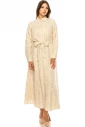 Camel Printed Dress With Shirt Collar