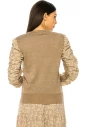 Taupe Sweater With Draped Floral Sleeves