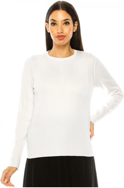 White Knit Sweater With Stripes