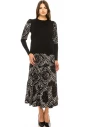 Black Bandana Print Tiered Midi Skirt