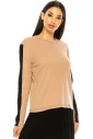 Classic Camel Long Sleeve T-Shirt With Black Stripe Accents