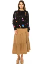 Black Knit Sweater With Multicolored Spots