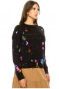 Black Knit Sweater With Multicolored Spots
