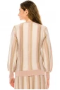 Pink Striped Sweater With Voluminous Sleeves