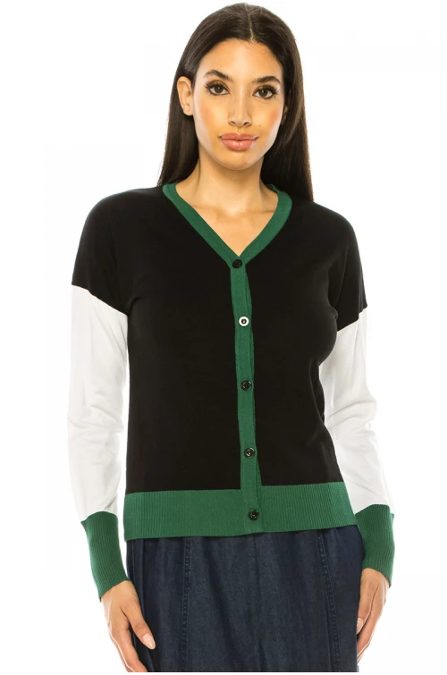 Classic Color Block Cardigan