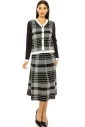 Black And White Plaid Midi Skirt