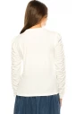 White T-Shirt With Draped Long Sleeves