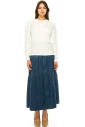 White T-Shirt With Draped Long Sleeves