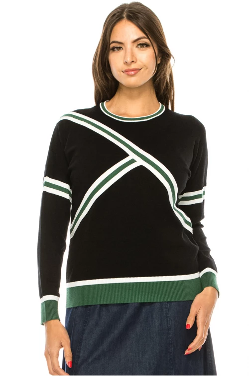Black & Green Color Block Sweater